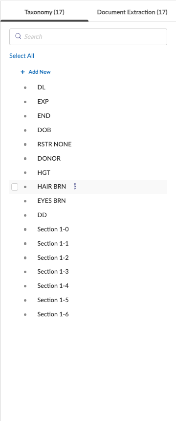 Initial 0-shot taxonomy list.