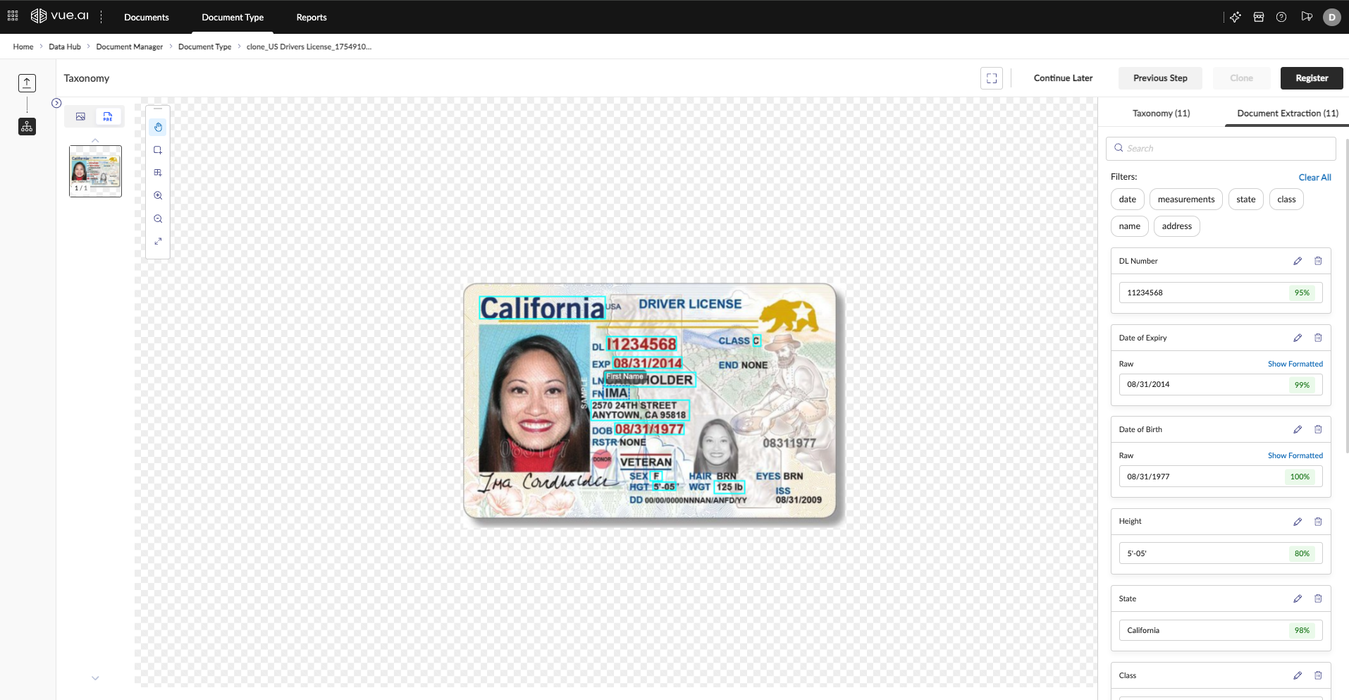 Final extraction results.