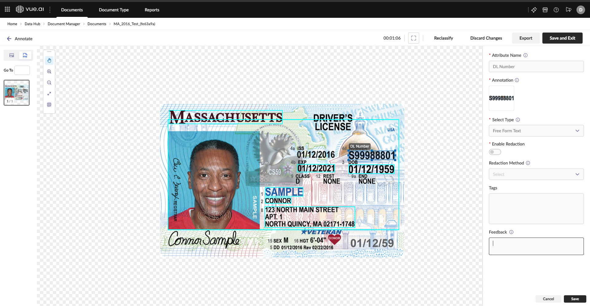 Editing an attribute and providing natural language feedback.