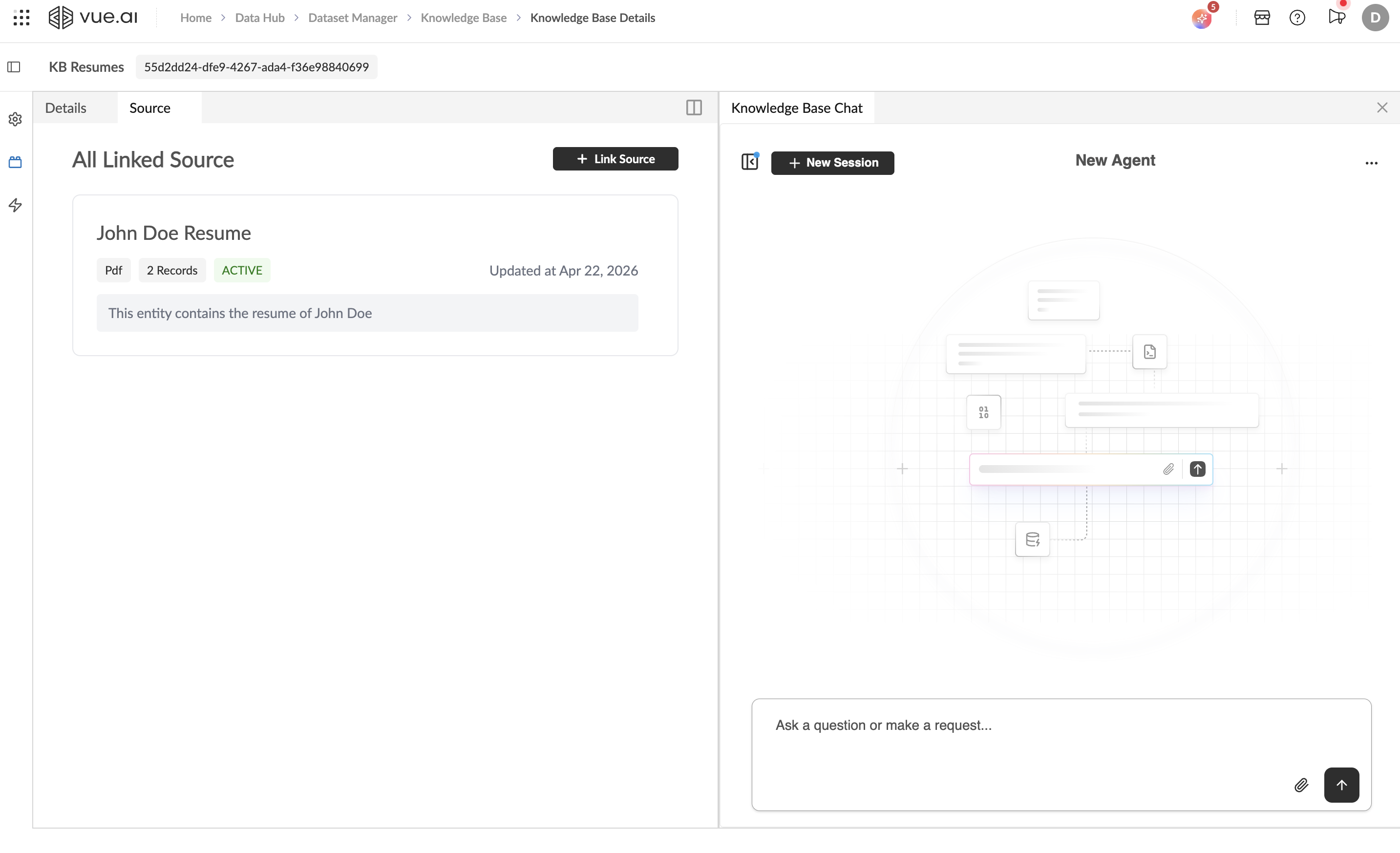 Source tab showing linked documents